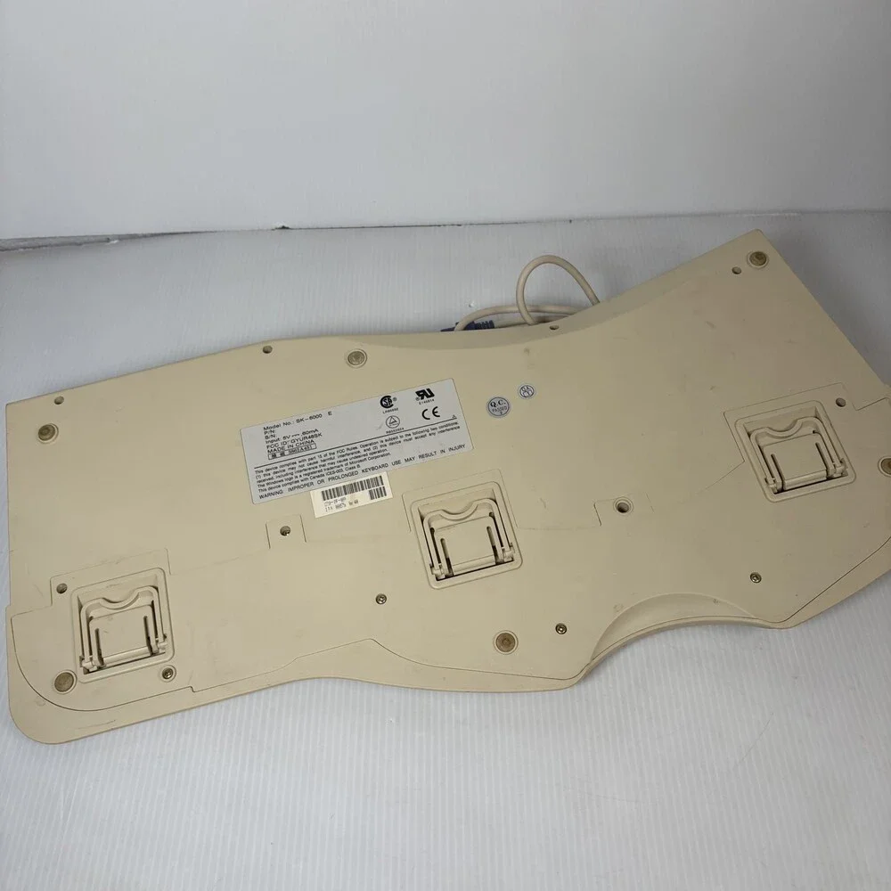 Vintage Dell SK-6000 E Ergonomic Wired PS/2 Keyboard Beige QWERTY Split Layout